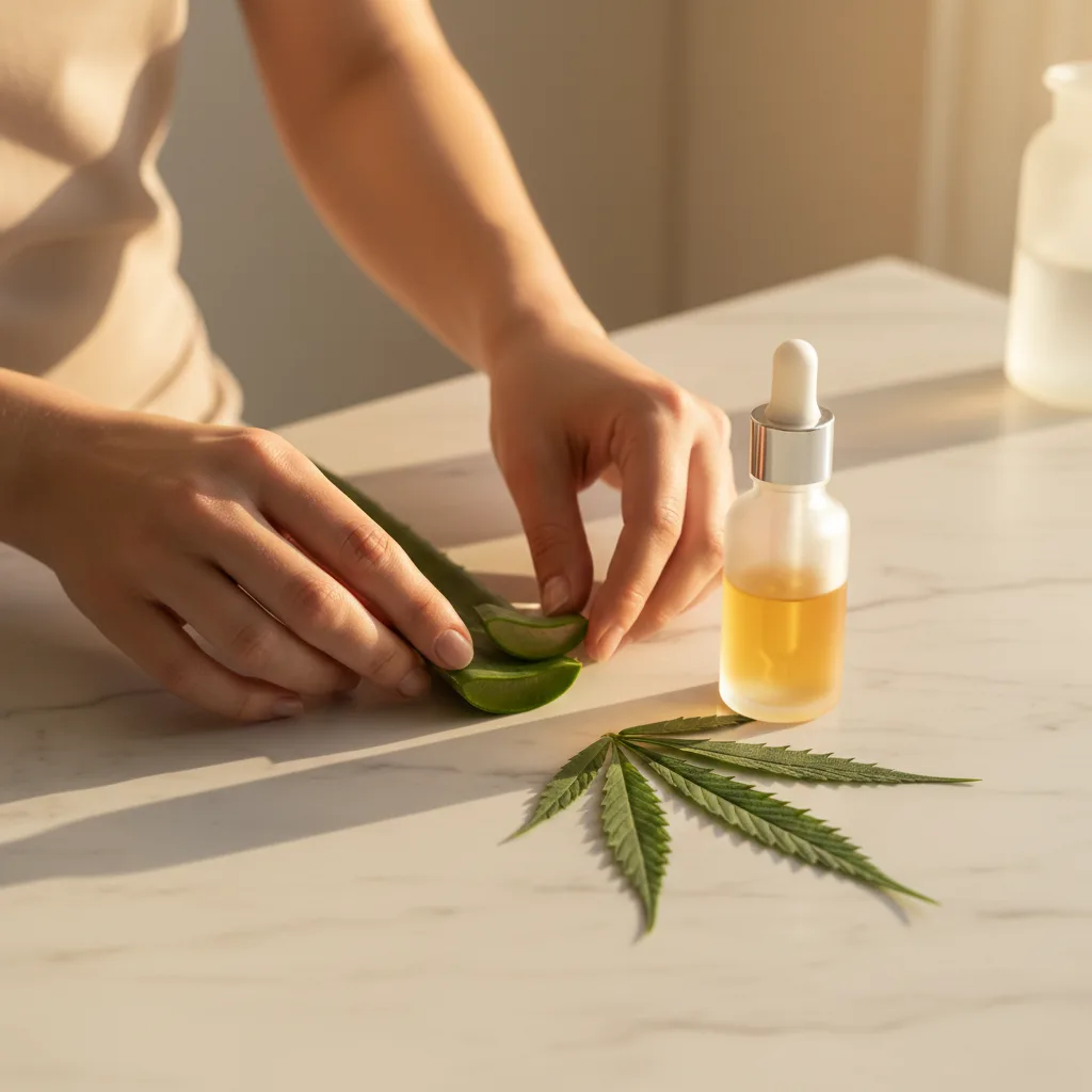 Flacon de lubrifiant CBD rangé dans une Lubrifiant cbd